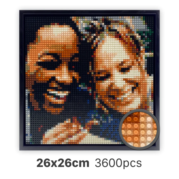 Custom Photo Brick Art 26x26cm, 3600pcs, 4mm Mini Bricks | Premium Frame & Tool Kit Included