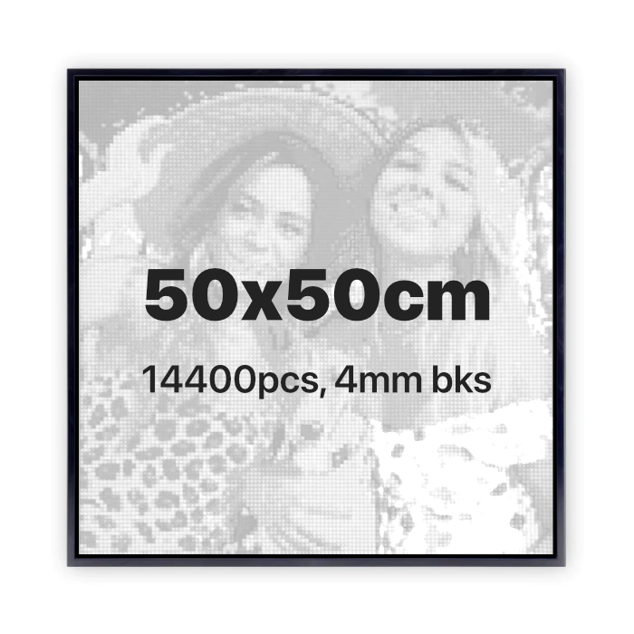 DIY-Custom Brick Mosaic Art Kit 50x50 cm, 14400 pcs, 4mm bricks, Includes Frame and Tools