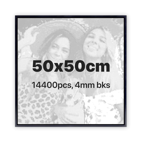 DIY-Custom Brick Mosaic Art Kit 50x50 cm, 14400 pcs, 4mm bricks, Includes Frame and Tools