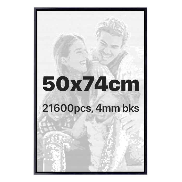 DIY-Custom Brick Mosaic Art Kit 50x74 cm, 21600 pcs, 4mm bricks, Includes Frame and Tools