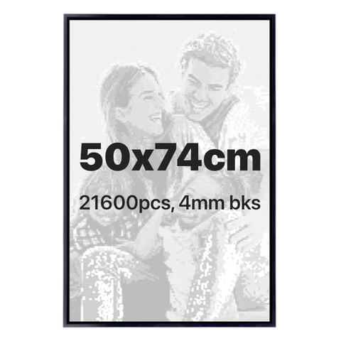 DIY-Custom Brick Mosaic Art Kit 50x74 cm, 21600 pcs, 4mm bricks, Includes Frame and Tools