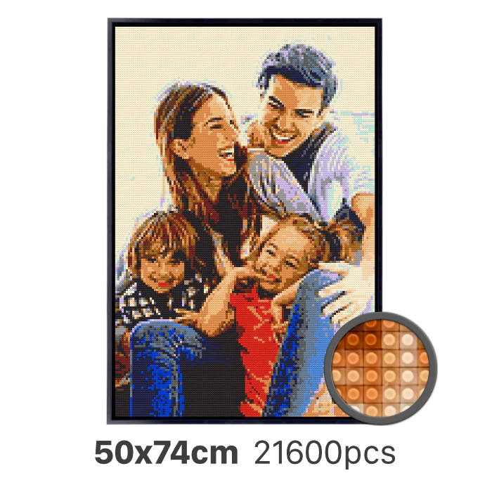 客製化相片積木畫 50x74cm, 21600pcs, 4mm 迷你積木 ｜ 附高質感畫框與全套工具 (可 4 人同時合作拼砌)