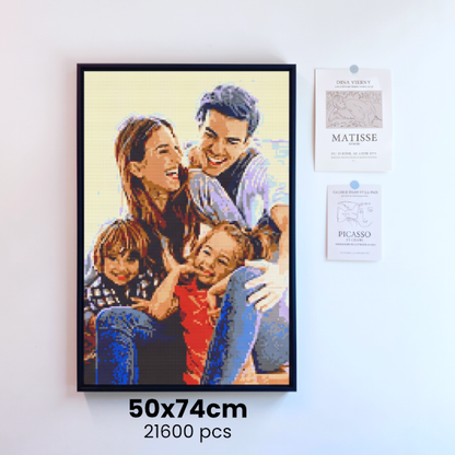 客製化相片積木畫 50x74cm, 21600pcs, 4mm 迷你積木 ｜ 附高質感畫框與全套工具 (可 4 人同時合作拼砌)