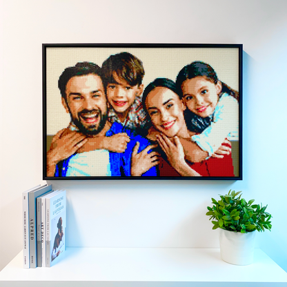 Custom Photo Brick Art 74x50cm, 21600pcs, 4mm Mini Bricks | Premium Frame & Tool Kit Included (Perfect for 4 People Building Together)