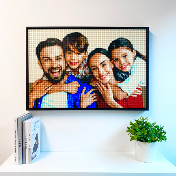 Custom Photo Brick Art 74x50cm, 21600pcs, 4mm Mini Bricks | Premium Frame & Tool Kit Included (Perfect for 4 People Building Together)