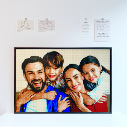 Custom Photo Brick Art 74x50cm, 21600pcs, 4mm Mini Bricks | Premium Frame & Tool Kit Included (Perfect for 4 People Building Together)